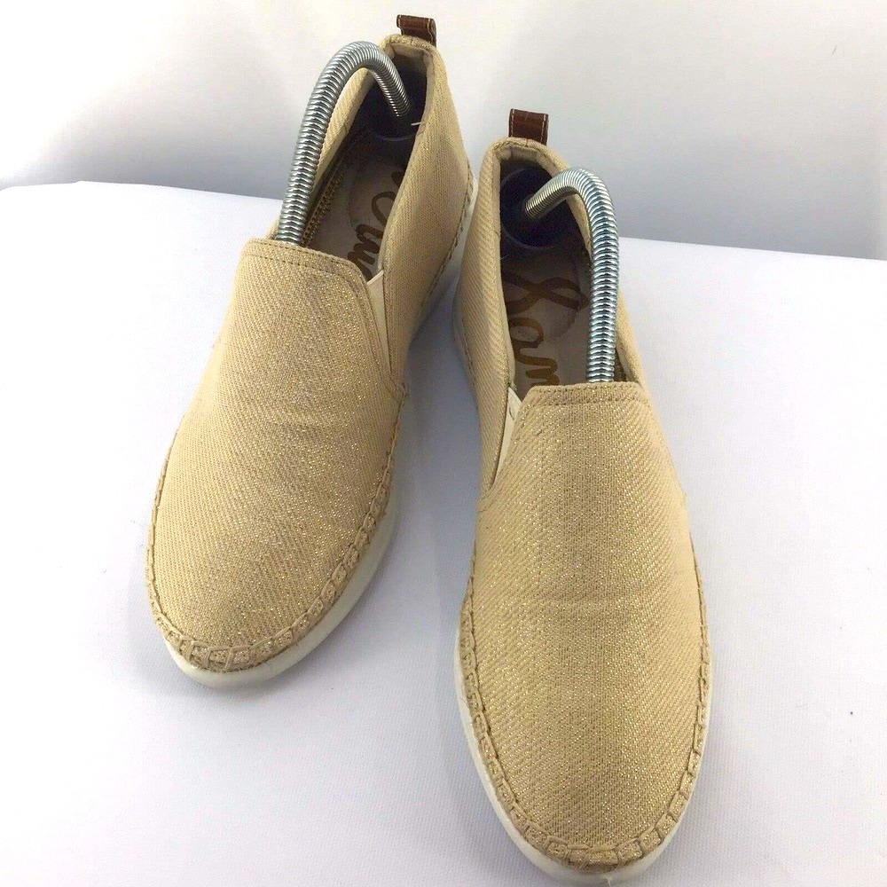 Sam Edelman Kassie Rubber Sole Slip Glitter Canvas Loafers - Picture 11 of 12